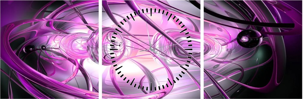 Tabloul cu abstracție frumoasă în violet (cu ceas) (90x30 cm)