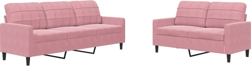 vidaXL Set de canapele cu perne, 2 piese, roz, catifea