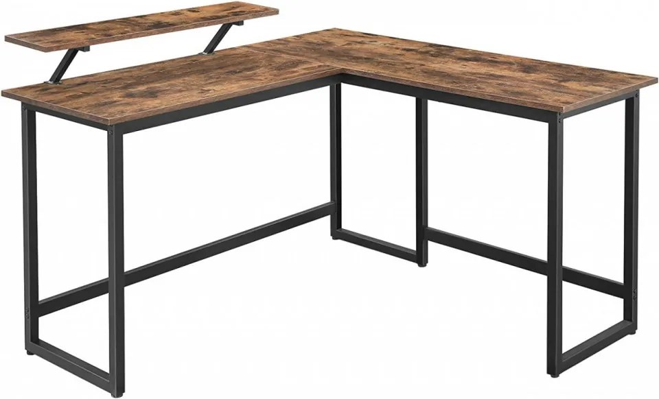 Birou de Studiu in Forma L, PAL Melaminat, Maro / Negru, Vasagle, LWD56X