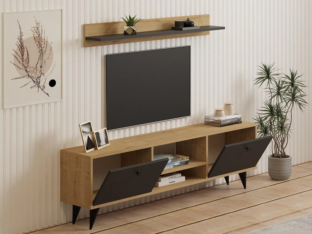 Mobilier living Nateda (stejar zafir + antracit) . 1095565