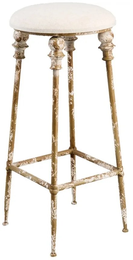 Scaun bar rotund, maro antichizat, din metal, Ø 34x78 cm, stil brocante