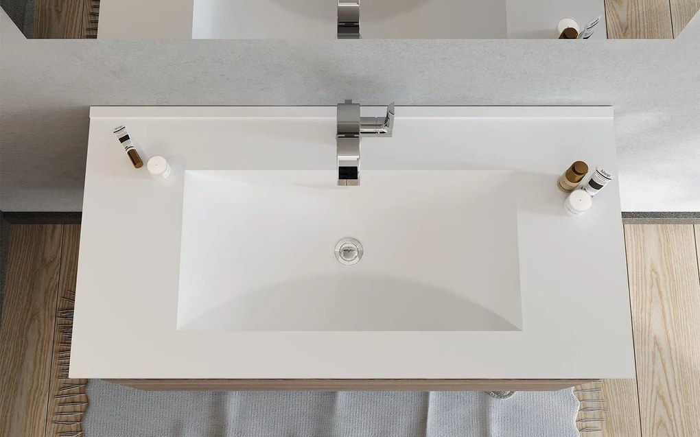Set lemn masiv Mobilier Baie Suspendat Salta 90cm - Rovere Bianco