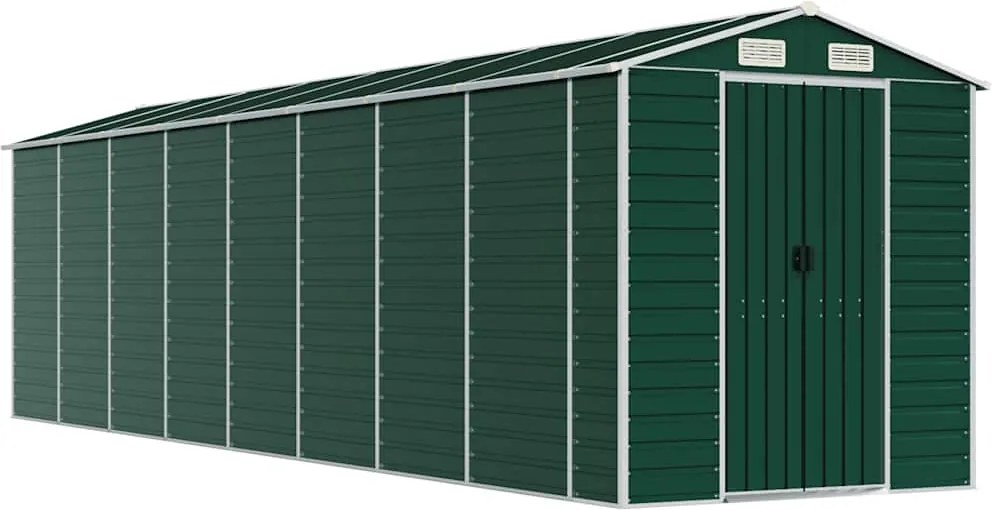 vidaXL Șopron de grădină, verde, 191x725x198 cm, oțel zincat