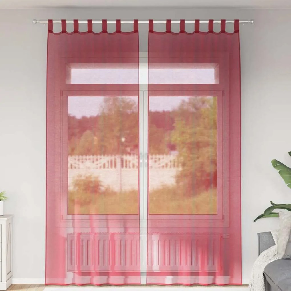 vidaXL Perdele Voile cu Bucle 2 buc Roșu Vin 140x260 cm