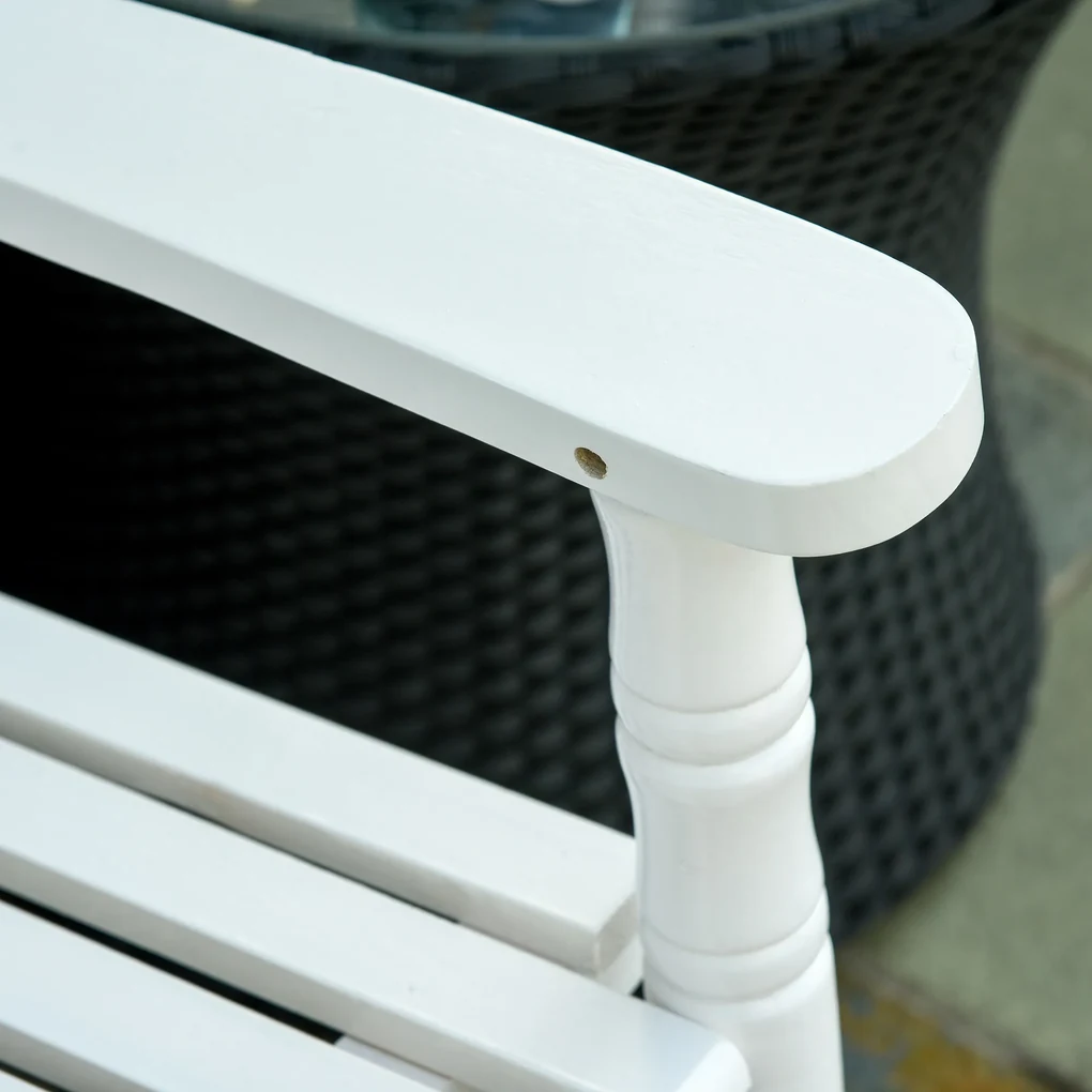 Outsunny Bancă Balansoar cu 2 Locuri din Lemn de Plop, Design Clasic, Alb | Aosom Romania