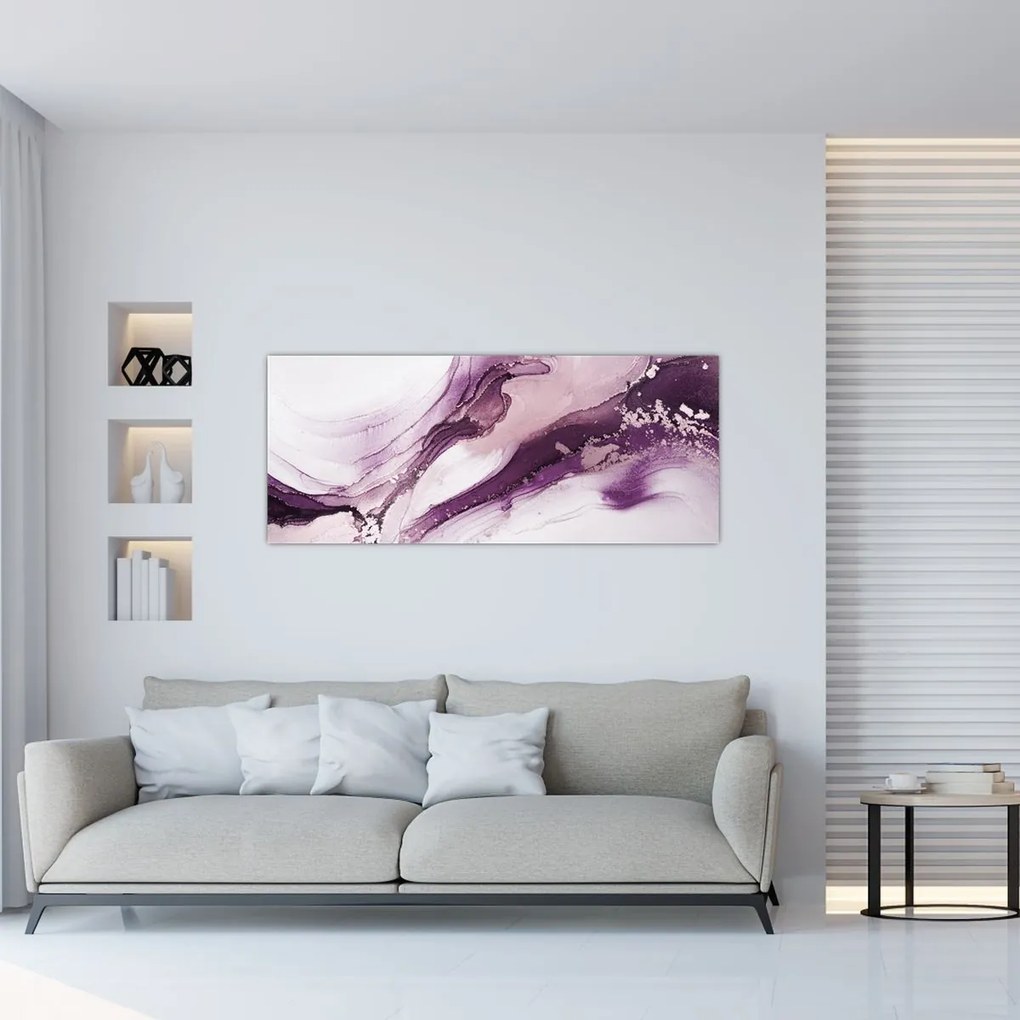 Tablou - Artă fluidă violet (120x50 cm)
