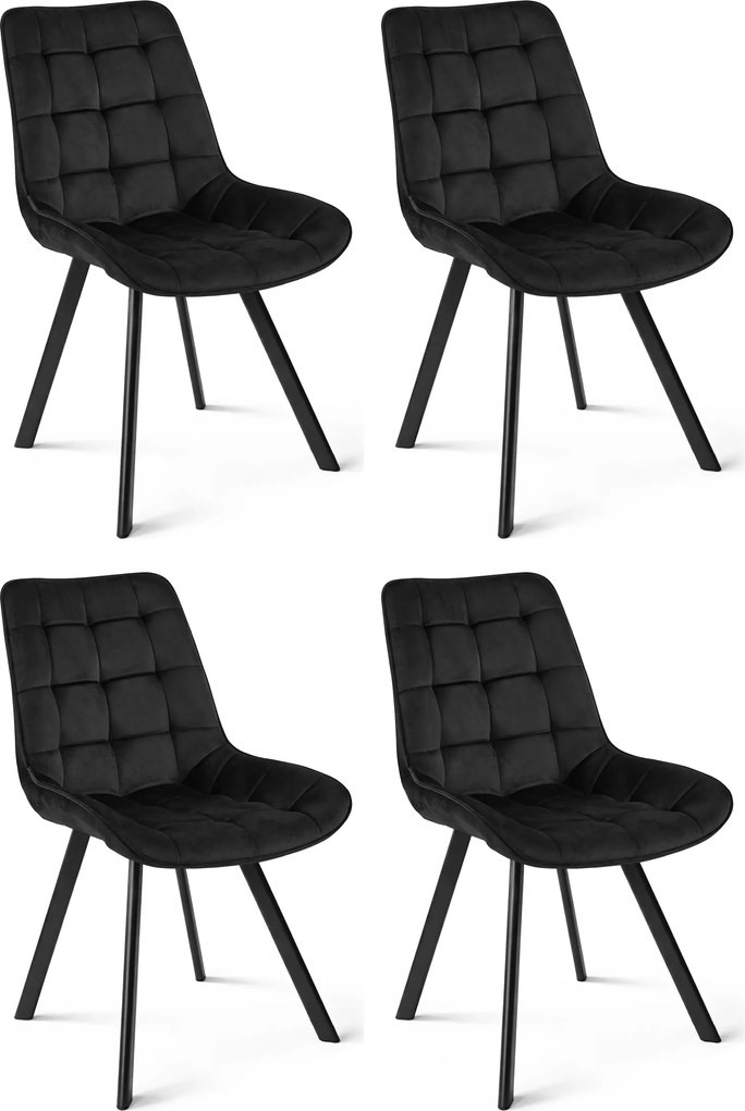 Set 4 Scaune Bucatarie/Dining Sunny Catifea Negru