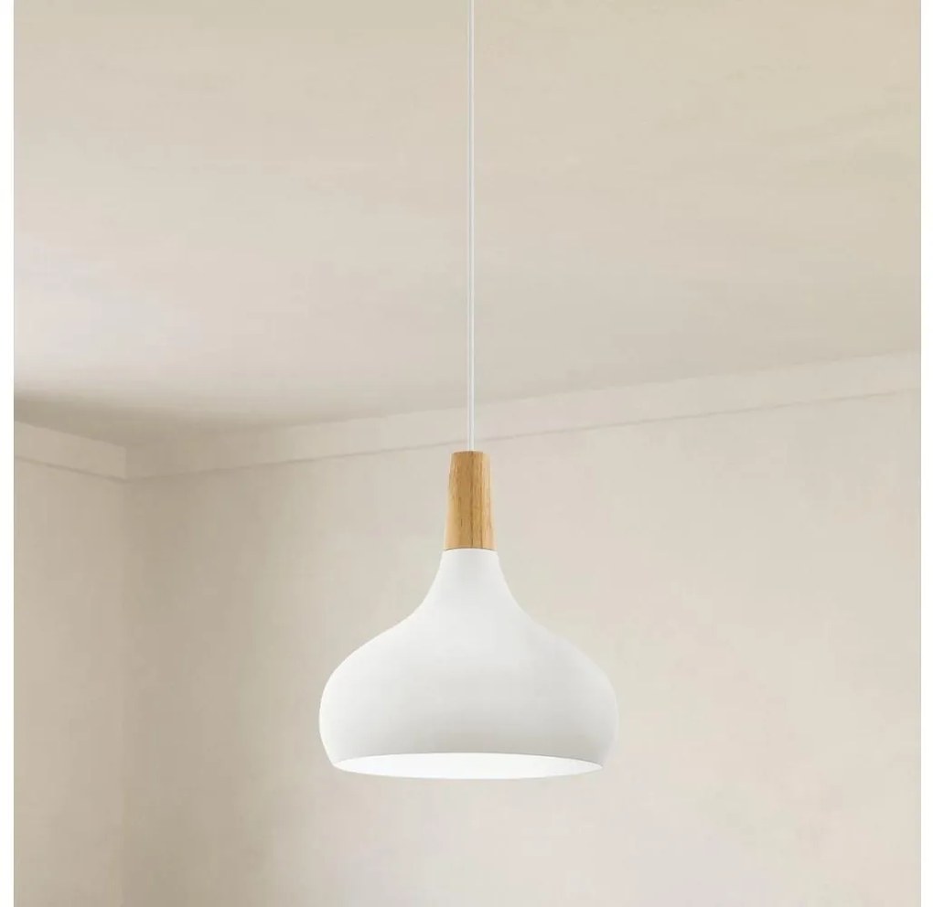 Eglo 901178-Pendul pe cablu SABINAR 1xE27/60W/230V Ø28 cm alb-