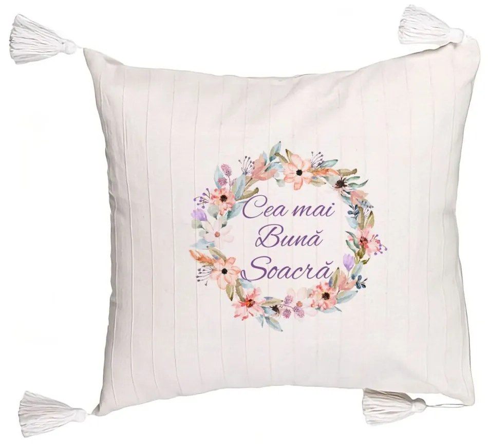 Perna Decorativa cu Franjuri pentru Soacra 2, 45x45 cm, Cu fermoar