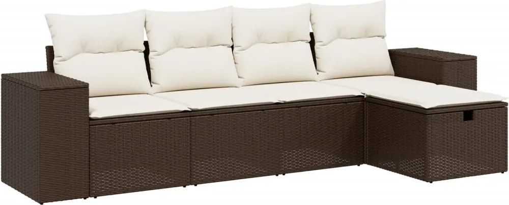 vidaXL Set canapele de grădină cu perne, 5 piese, maro, poliratan