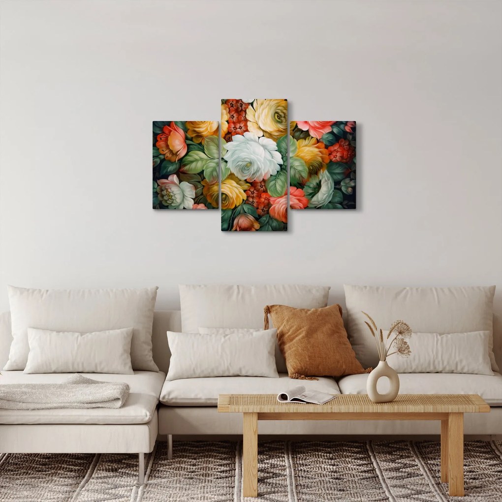 Tablou cu buchet pictat de flori (90x60 cm)