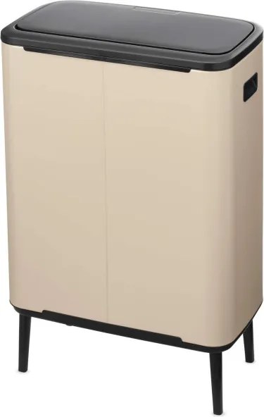 Cos de gunoi Brabantia Bo Touch Hi 1010457, 60 l, Manere laterale, Picioare reglabile, Bej