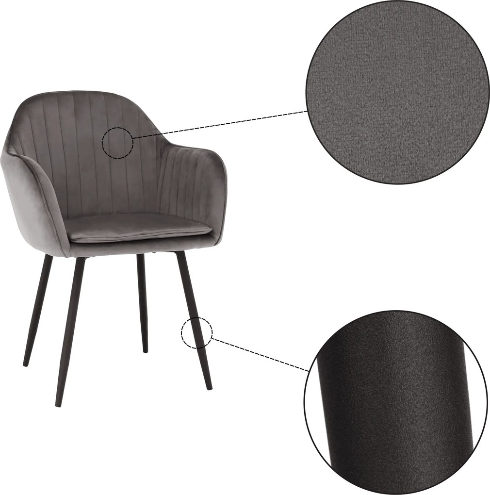 Fotoliu de design, ţesătură catifea gri, ZIRKON