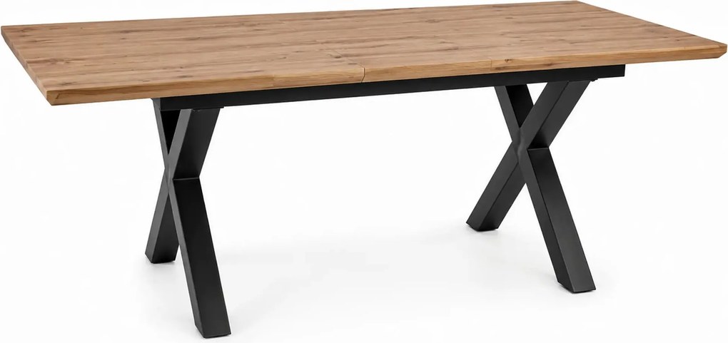 Masa de living extensibila XAVIERO II, stejar artisan/negru mat, 160-2