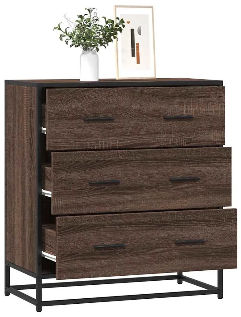 vidaXL Dulap, stejar maro, 68x35x76 cm, lemn prelucrat și metal
