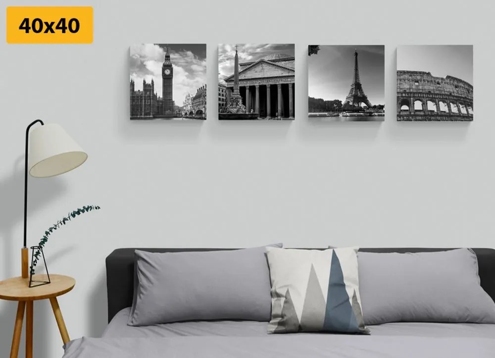 Set tablouri pentru iubitorii de călătorie în design alb-negru