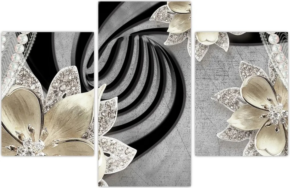 Tablou - 3D Flori aurii (90x60 cm)