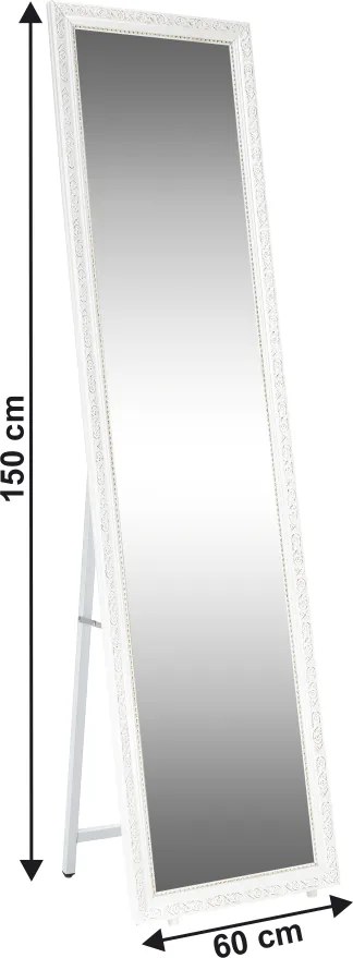 Oglindă de podea, alb/ornament auriu, LAVAL