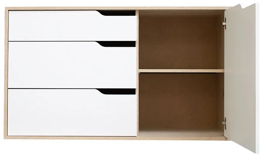 COMODA KAMEN, 120X40.5X71 CM, 3 SERTARE, 1 USA, CULOARE SONOMA/ALB, PAL
