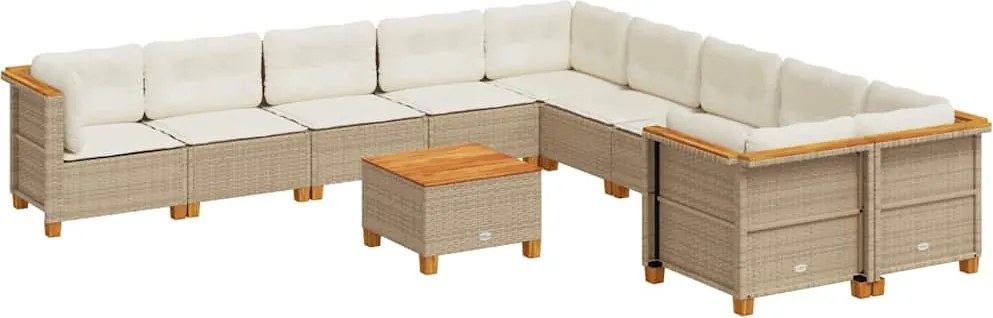 vidaXL Set canapele de grădină cu perne, 11 piese, bej, poliratan