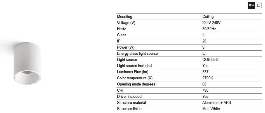 Spot LED aplicat tavan ROL 9W alb