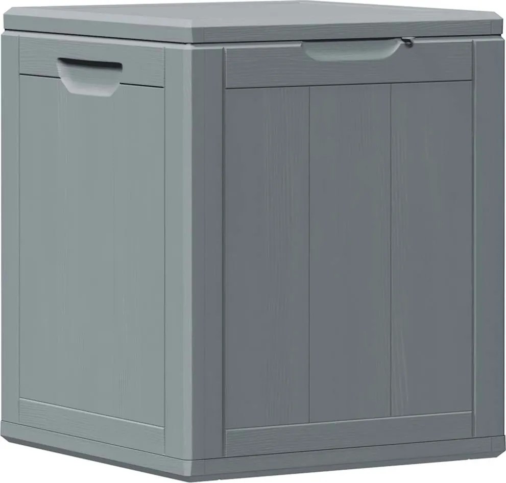 vidaXL Cutie de depozitare pentru grădină, gri, 90L, aspect de lemn din PP