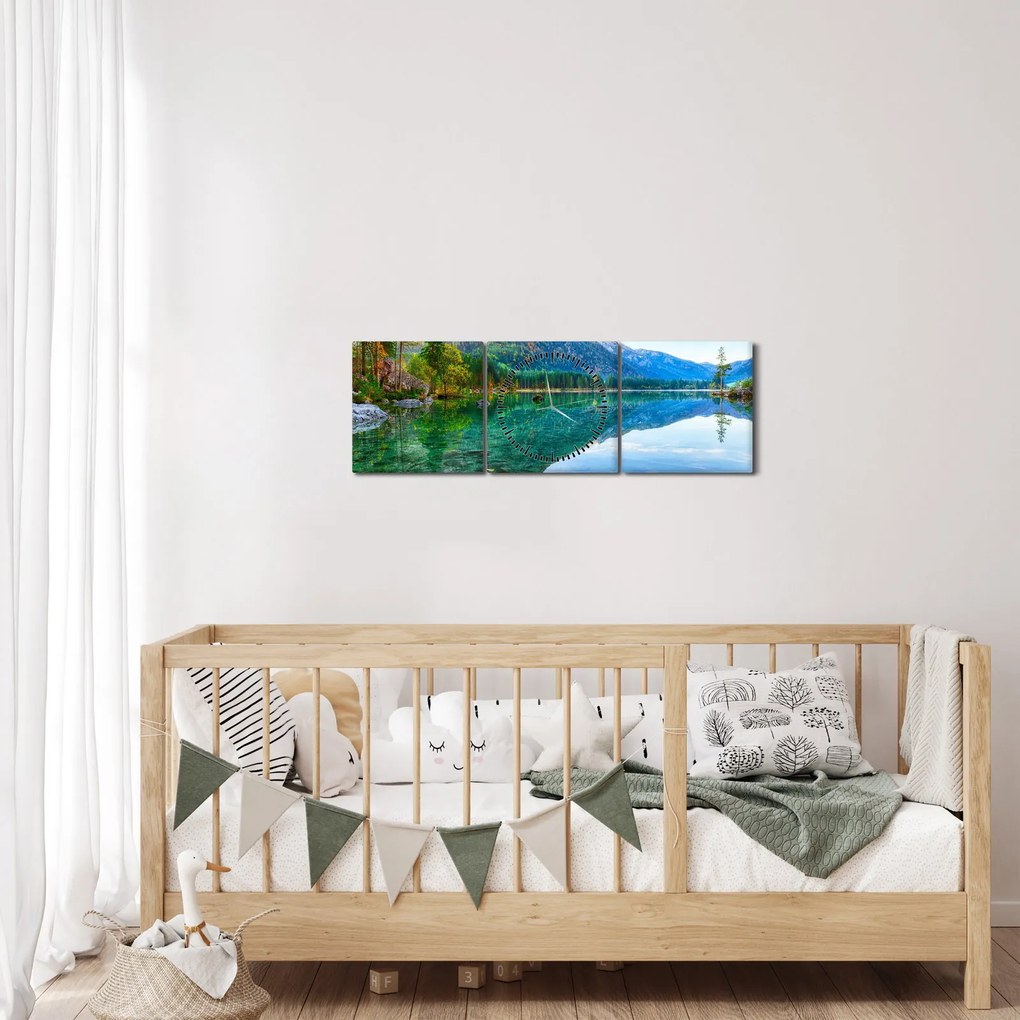 Tablou - Lacul Hintersee (cu ceas) (90x30 cm)