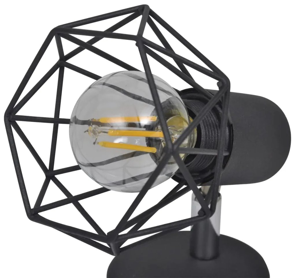 Aplice perete cadru sarma, stil industrial, negru, bec cu filament LED