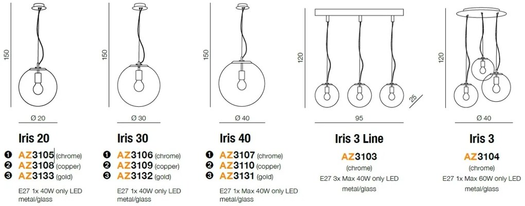 Lustra design modern Iris 3 line crom ZZ AZ3103