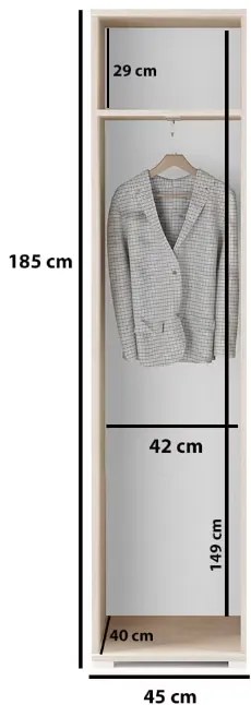 Set mobilier hol, 185x145x40 cm, panouri tapitate, agatatori incluse, pantofar si dulap, stofa maro deschis stejar sonoma, Bortis Impex