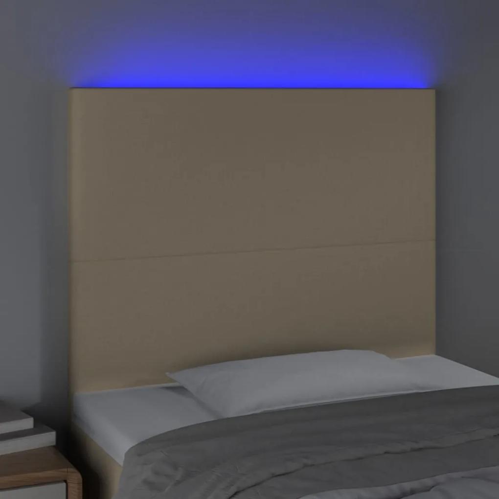 Tablie de pat cu LED, crem, 100x5x118 128 cm, textil 1, Crem, 100 x 5 x 118 128 cm