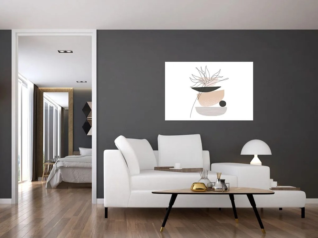 Tablou - Linie de artă flori N⁰1 (90x60 cm)
