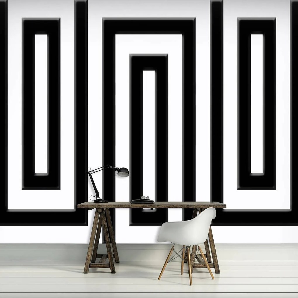 Fototapet - Labirintul alb negru (152,5x104 cm)