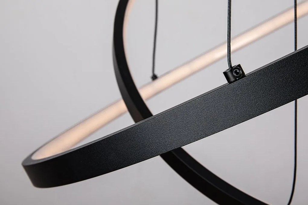 Lustra LED cu telecomanda cu 2 inele metal negru Beliza