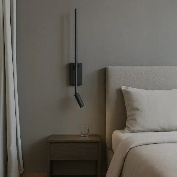 Aplică LED de perete TORCH, 6W/230V + 3W LED, negru