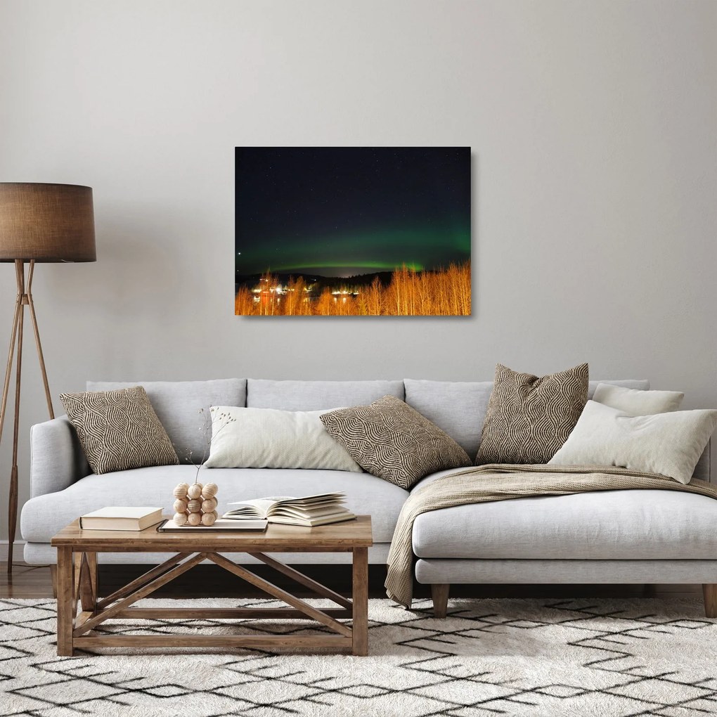 Tablou pe sticlă cu aurora borealis (70x50 cm)