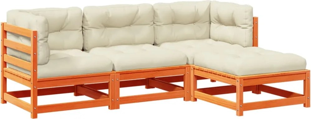 vidaXL Set canapele grădină cu perne, 4 piese, maro ceruit, lemn pin