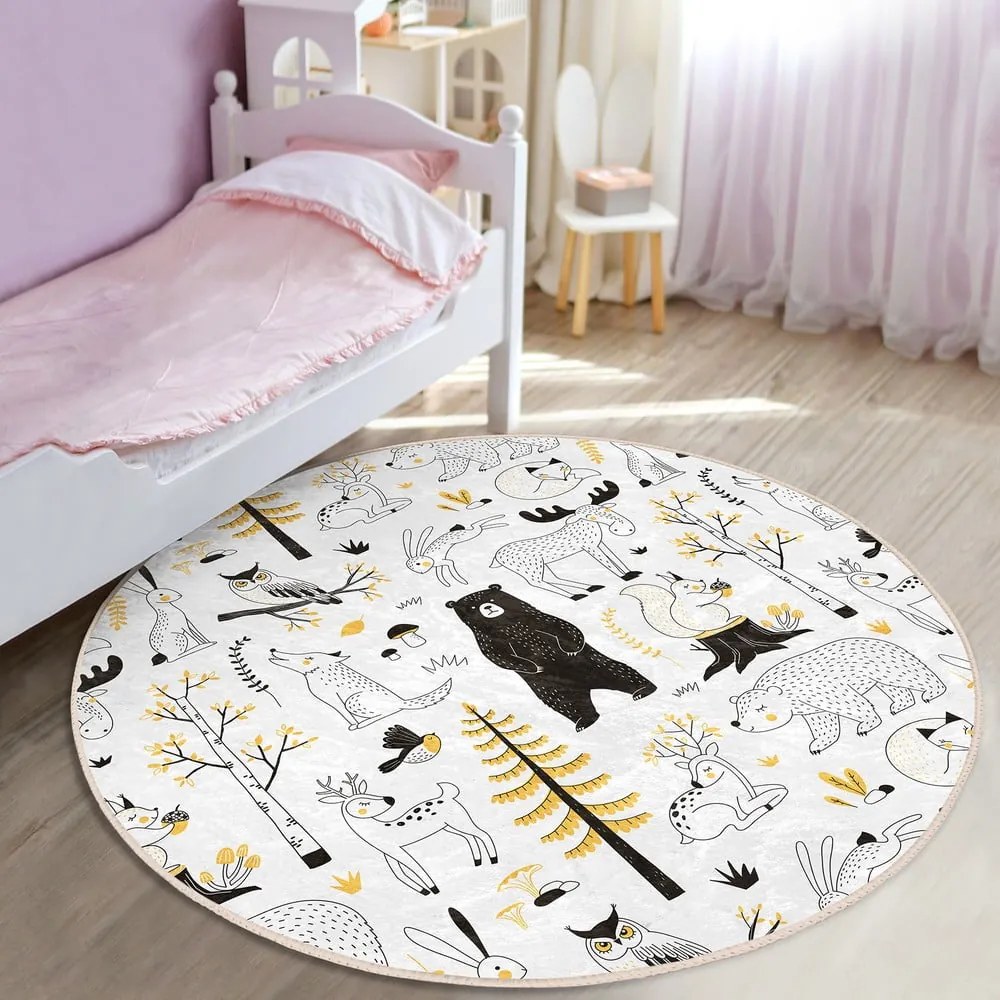 Covor pentru copii galben/alb ø 80 cm Comfort – Mila Home