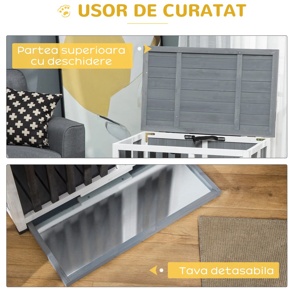 PawHut Țarc Pliabil pentru Câini din MDF, Ușor de Asamblat, Gri, Ideal pentru Interior | Aosom Romania