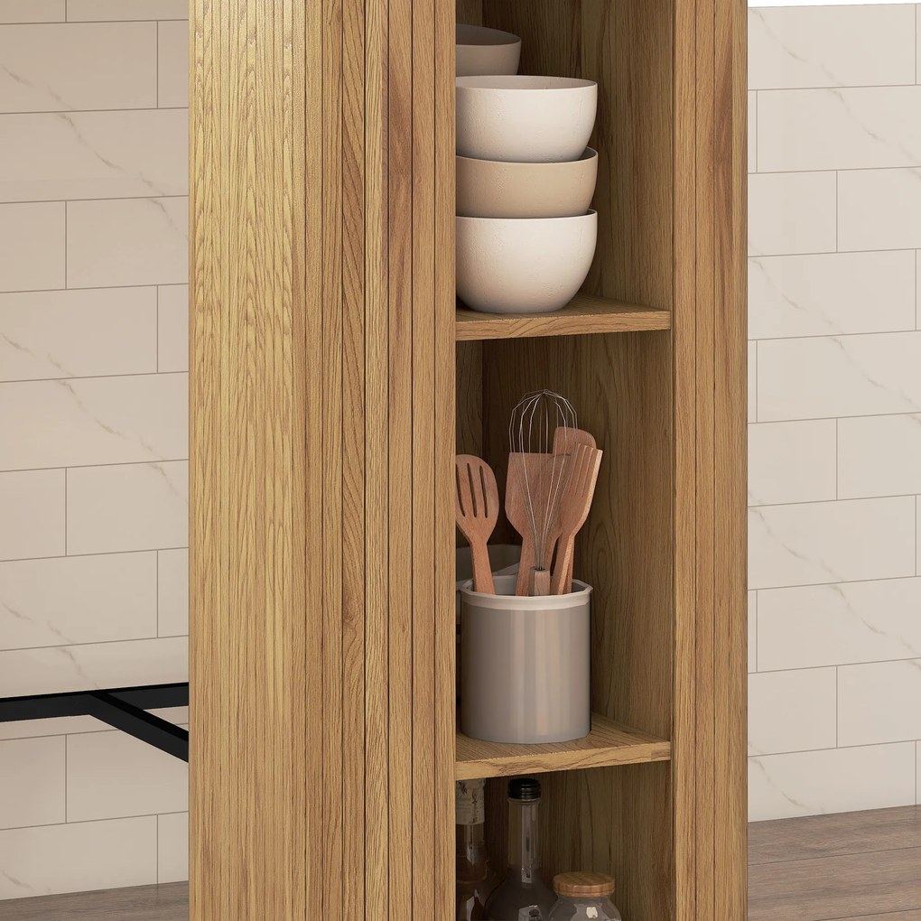 HOMCOM Masă Înaltă, Masă de Bar cu 3 Rafturi de Depozitare și Picioare Metalice, 112x50x106 cm, Lemn Natural | Aosom Romania