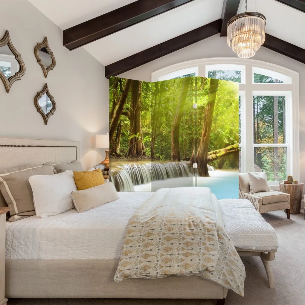 Paravan - Cascada Huai Mae Kamin în pădure (126x170 cm)