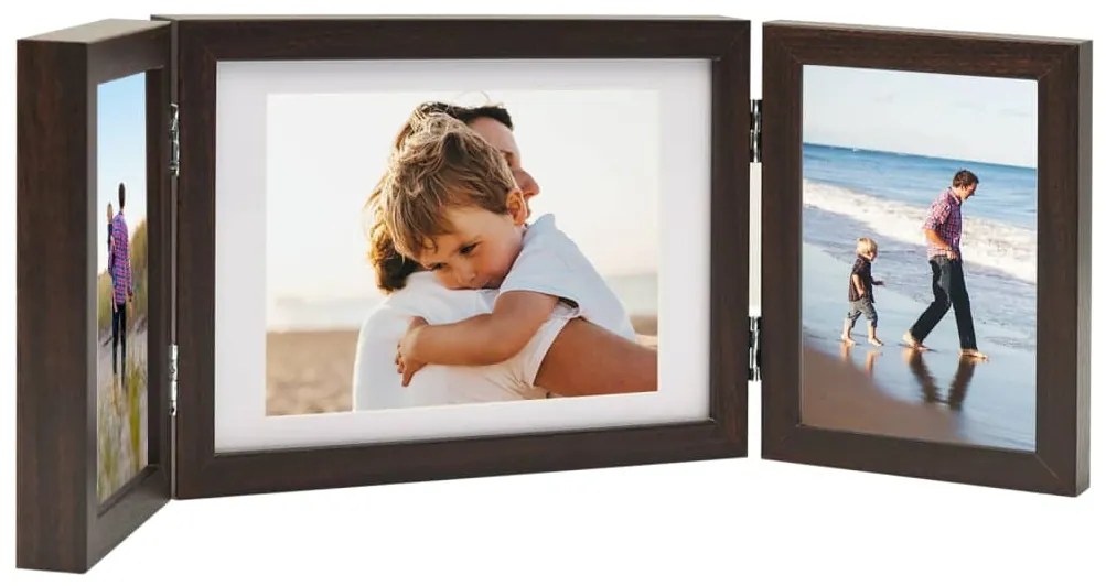 vidaXL Ramă foto triplă, colaj, maro închis, 22x15 cm+2x(10x15 cm)