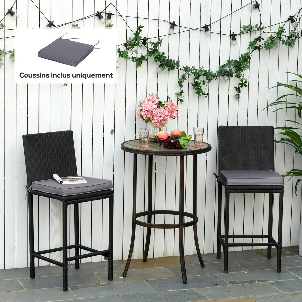 Outsunny Set de 2 perne pentru fotolii de grădină Pernă pentru scaun de exterior Perne de șezut detasabile Umplutură de 5 cm Tesatura de poliester dim. 45L x 45l cm Gri închis | Aosom Romania
