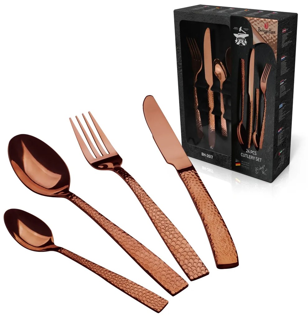 Set tacamuri 24 piese, 6 persoane, Berlinger Haus Rose Gold lucios BH 2617