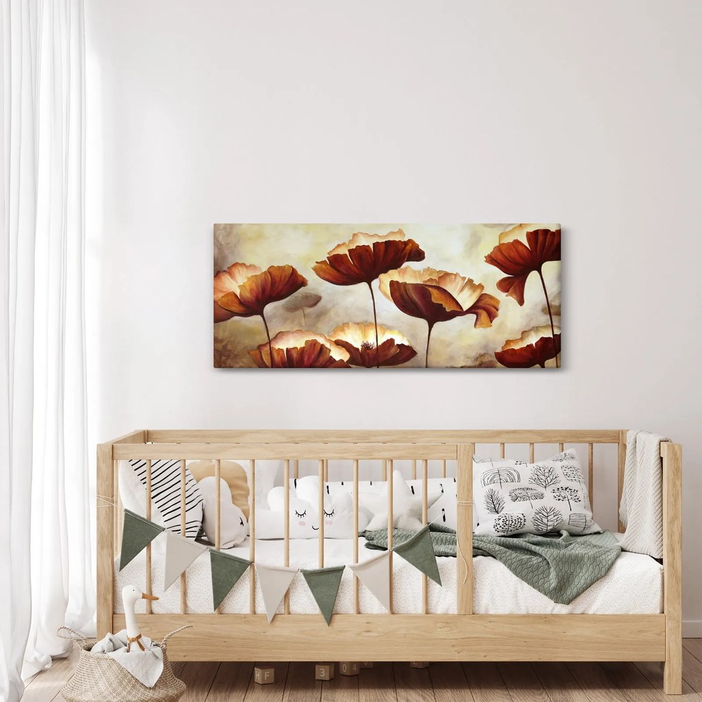Tablou flori roșii (120x50 cm)
