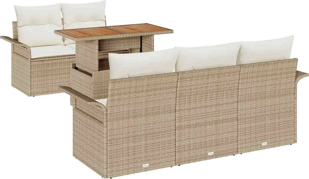 vidaXL Set de canapele pentru grădină 6 pcs Bej Rattan poli