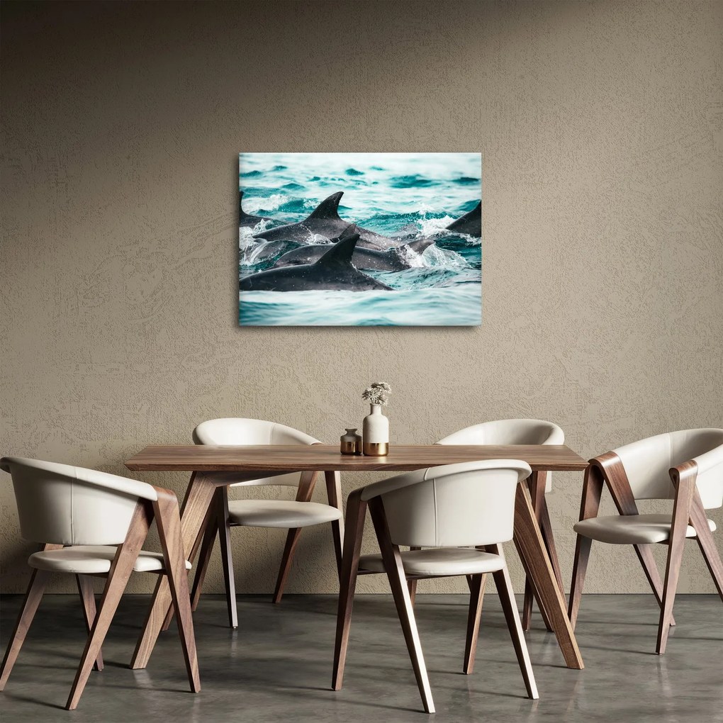 Tablou - Delfini în ocean (70x50 cm)