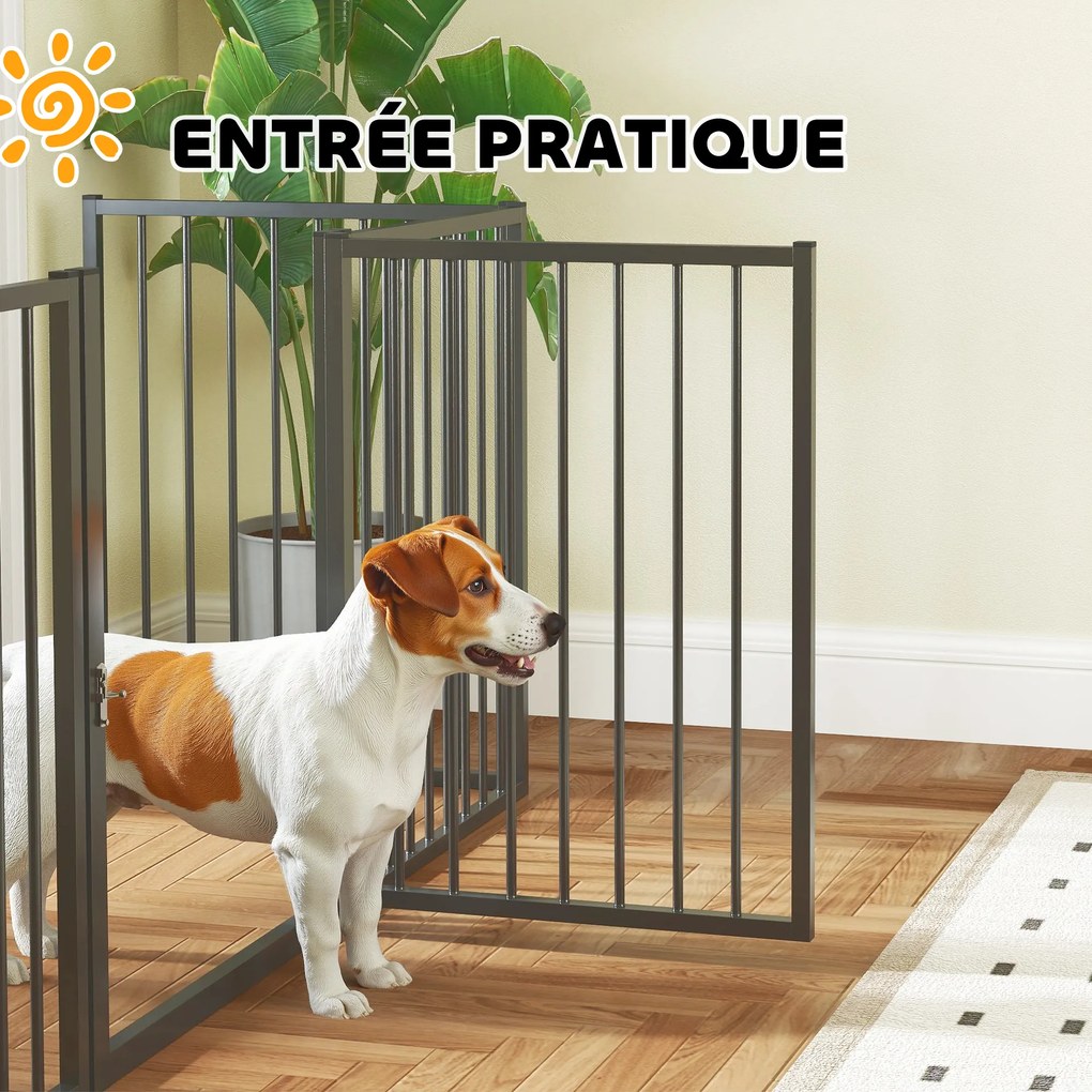 PawHut Parc pentru câine, parc pentru animale, 5 panouri, gard portabil pliabil, sigur, negru | Aosom Romania