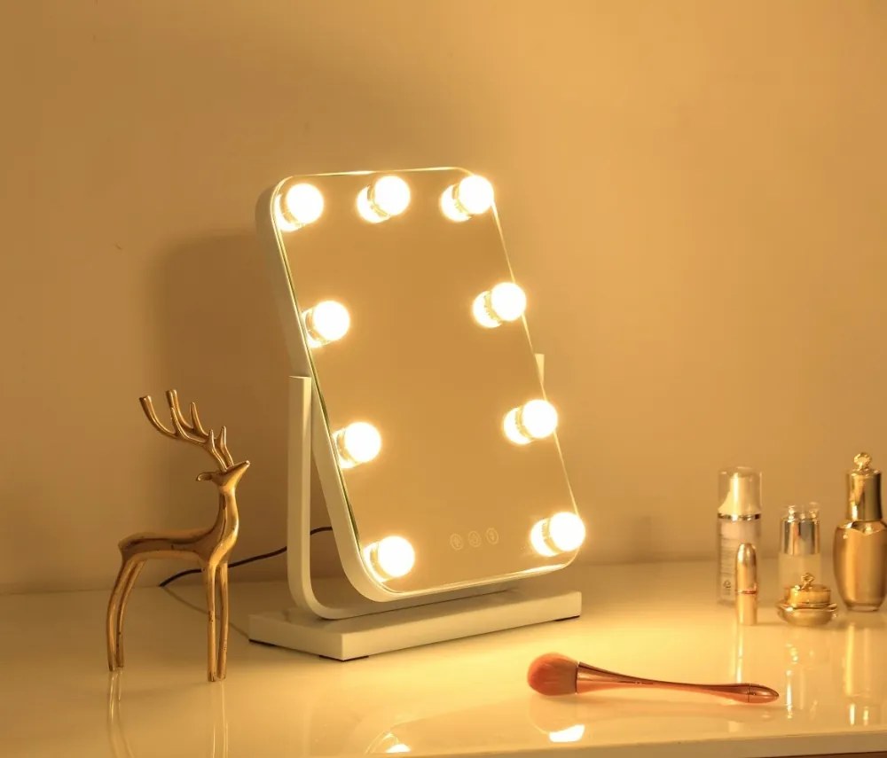 Oglindă cosmetică, sistem iluminare LED cu 3 culori, Senzor Tactil, Luminozitate Reglabilă, Alb, GLAM 3040