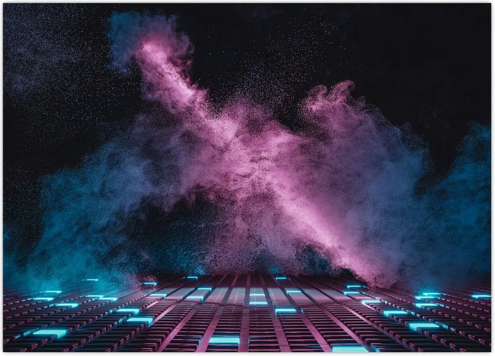 Tablou - Fum roz-albastru (70x50 cm)